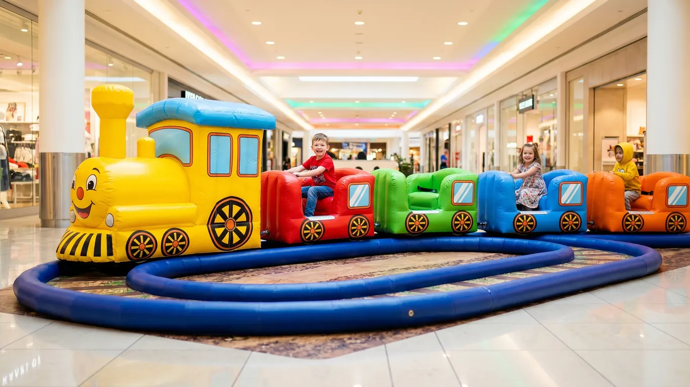 Inflatable Kiddie Train Ride: Mall & Toddler Event Carousel Attraction Guide