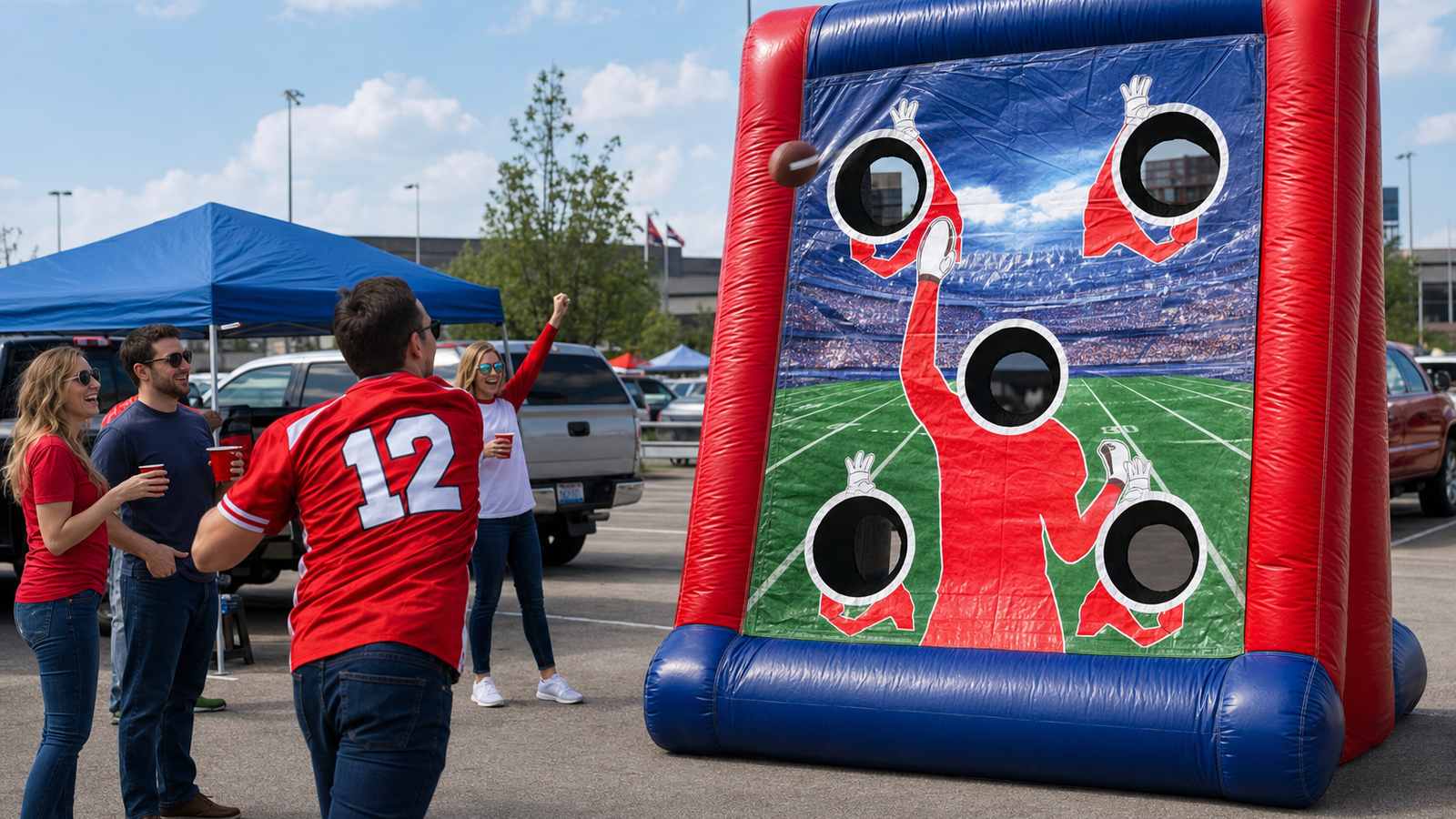 Inflatable Football Game: Quarterback Challenge Wall for Sports Bars, Tailgates & School Athletics