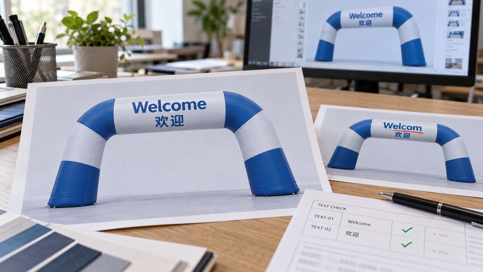 Multilingual Text Proofing for Custom Inflatables