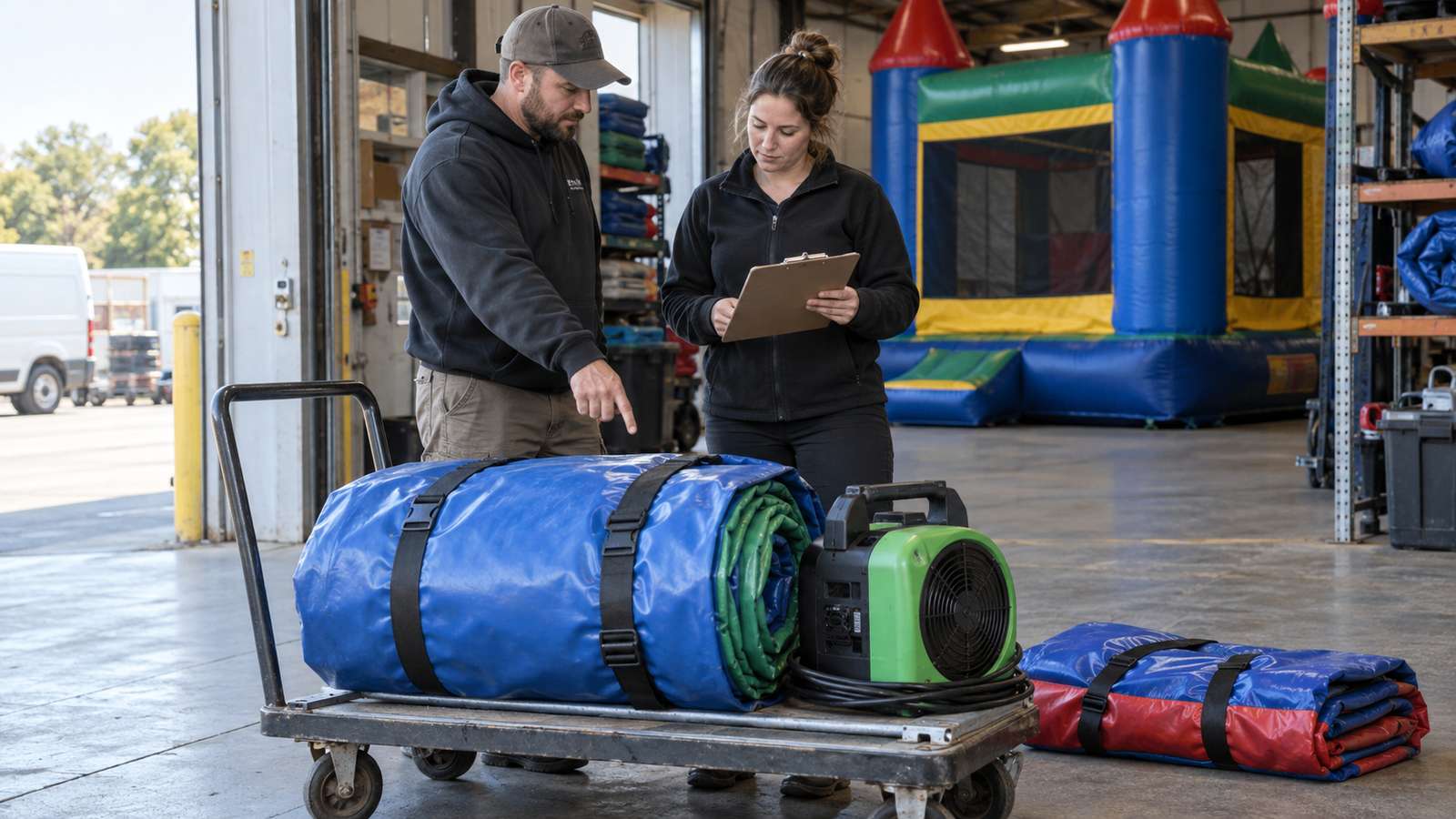 Inflatable Rental Cross-Hire: Confirm Equipment, Collection & Return