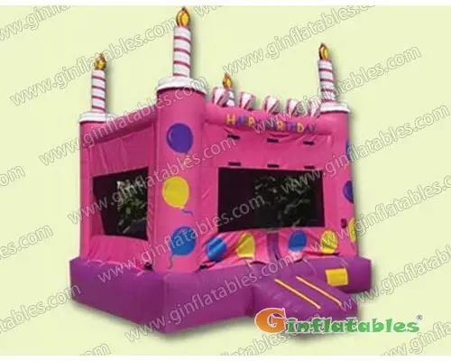 15ftLx15ftW Pink birthday cake inflatable bouncer