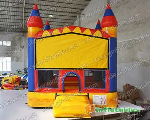 Mini bounce house with basketball hoop