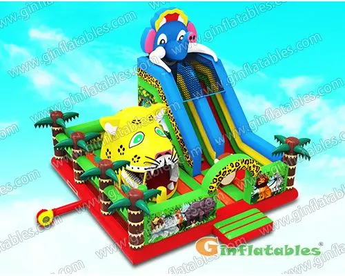 Jungle animal inflatable land with big moving mouth