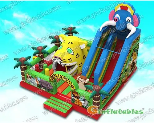 Jungle animal inflatable land with big moving mouth