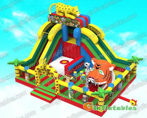 Jungle animals funland with moving tiger mouth
