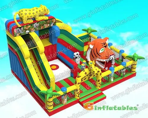 Jungle animals funland with moving tiger mouth