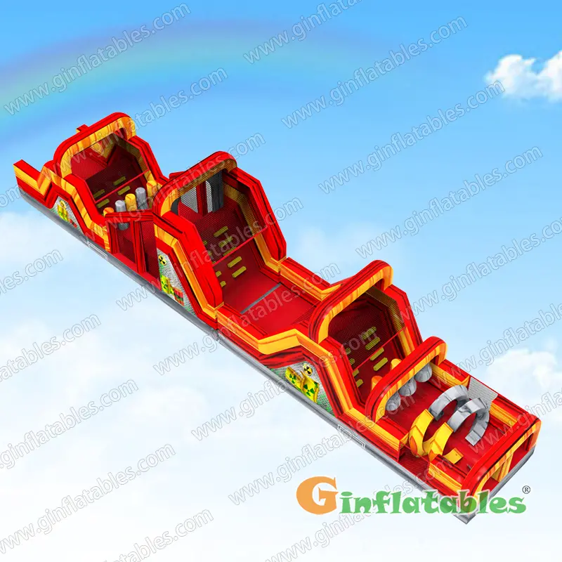 Yellow and red marble obstacle course