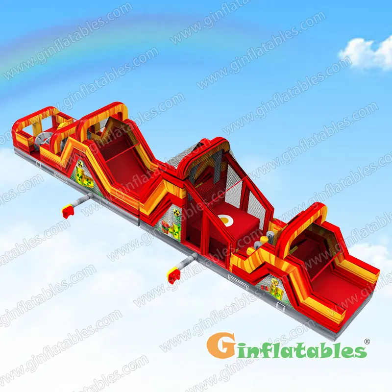 Yellow and red marble obstacle course