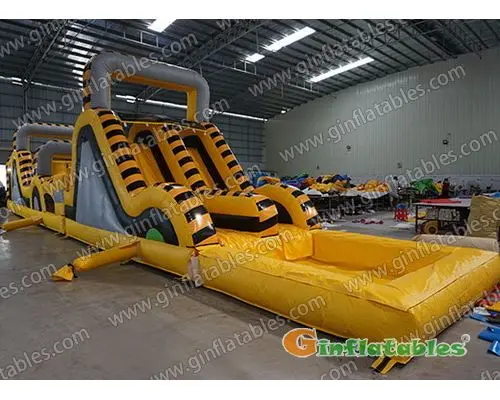 Toxic obstacle course with pool