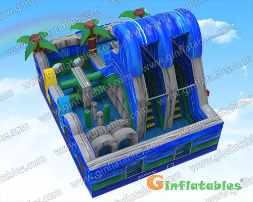 Obstacle course with pool