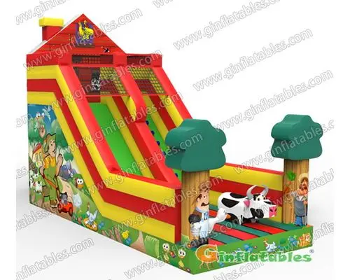 Inflatable farm slide