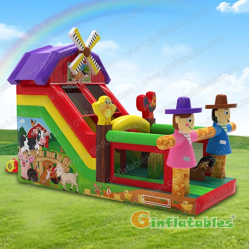 Inflatable farm slide