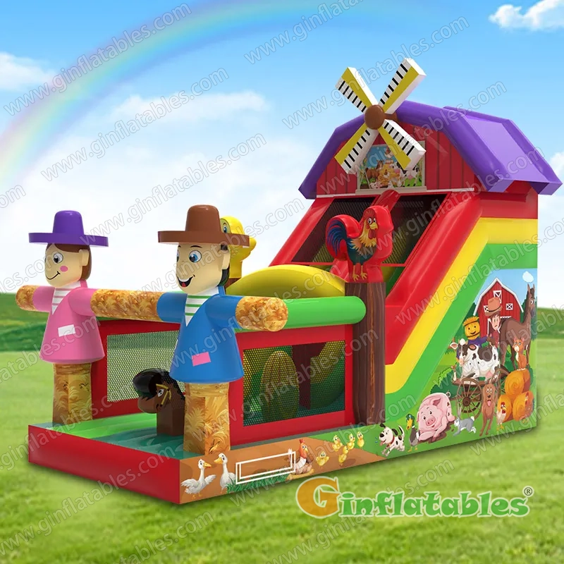 Inflatable farm slide