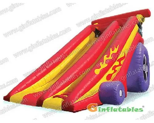 Inflatable dragster slides
