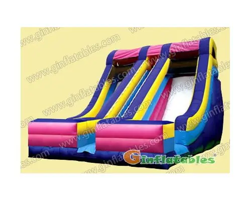 Inflatable two lanes slide
