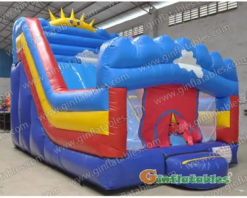 Inflatable slide with bounce