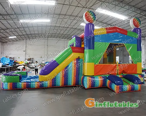 Toys brick inflatable combo with slide wet/dry