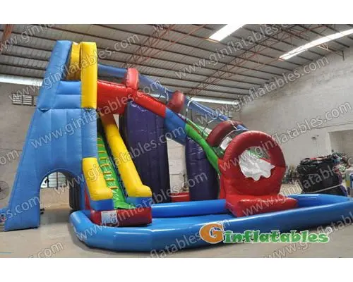 Twister water slide with pool