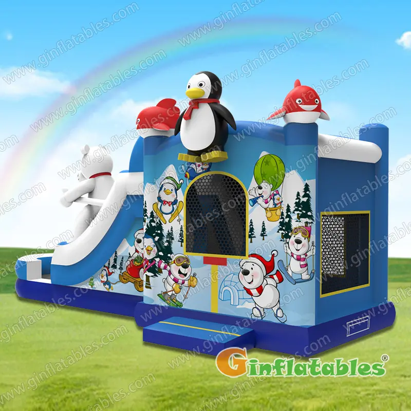 Skiing slide combo with pool