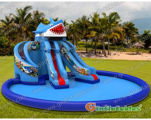 Sea Water Slide With Giant Pool Inflatable Water Slides Products