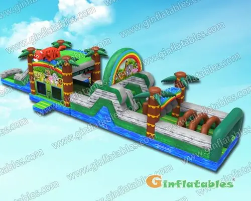 Jungle water obstacle course with pool