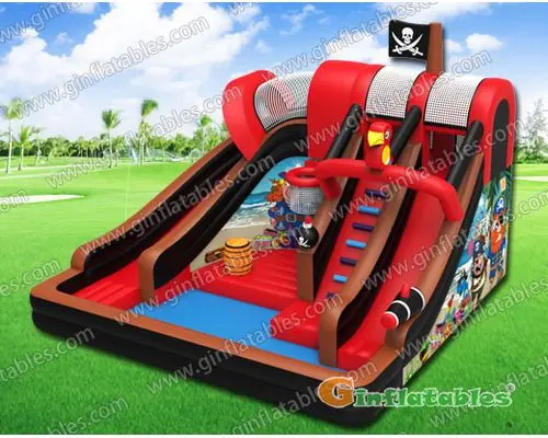 Pirate water slide with pool