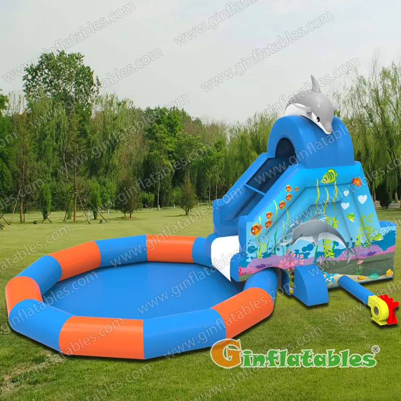 Dolphin water slide with pool