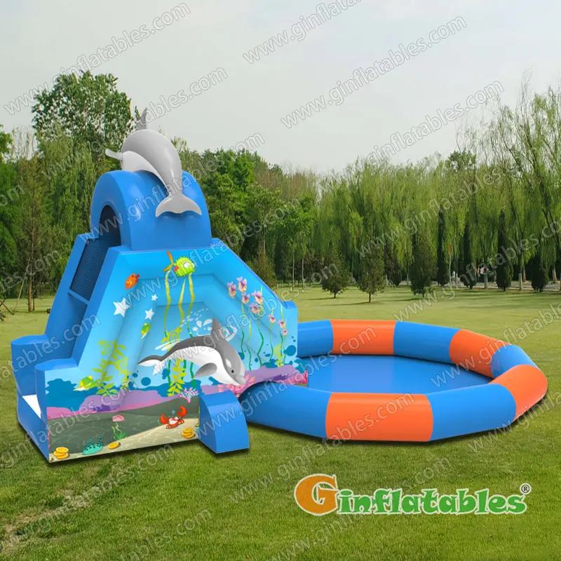 Dolphin water slide with pool