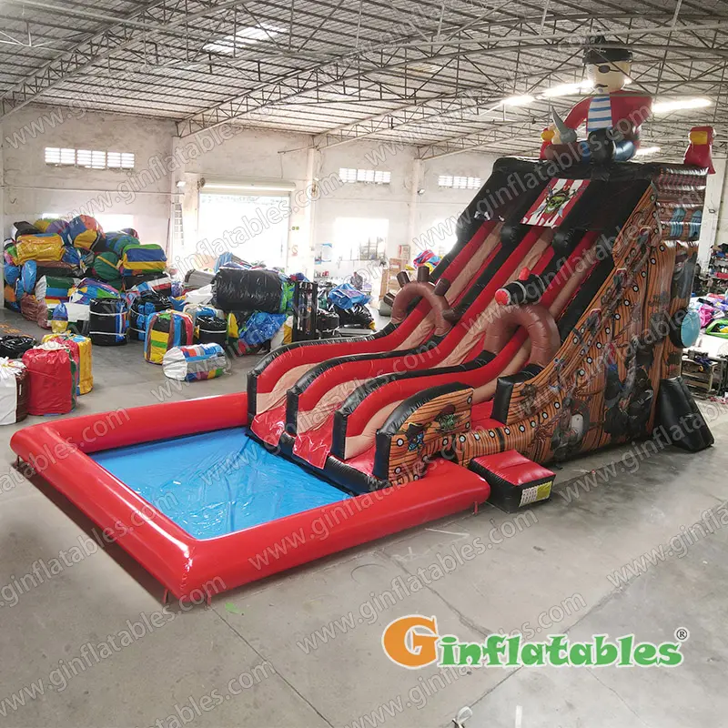 Pirate slide with pool