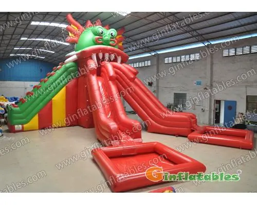 Dragon slide with pool