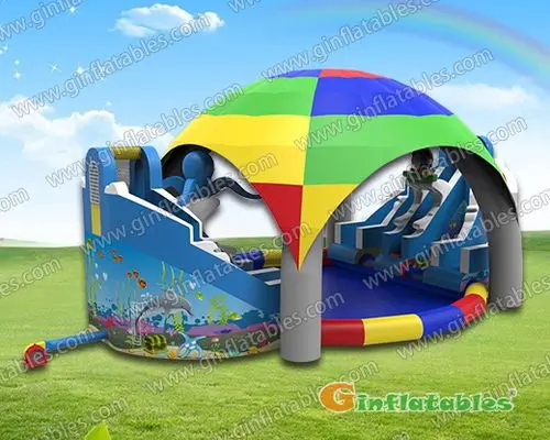 Ocean water park with tent
