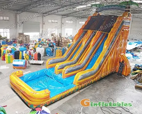 24' High inflatable dual water slide