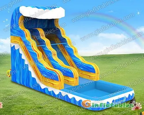 25ft Yellow blue wave waterslide