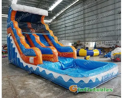 25ft Yellow blue wave waterslide