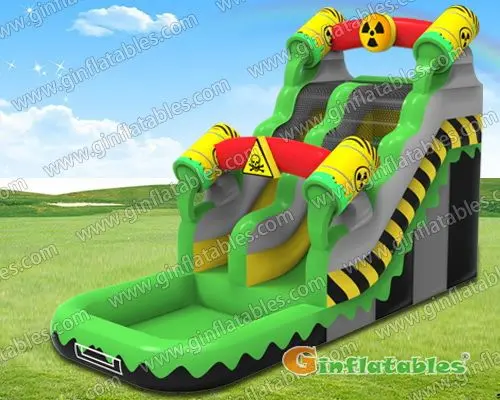 22ftLx10ftW Green biohazard inflatable water slide