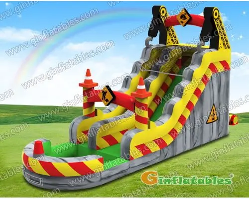 Construction site water slide