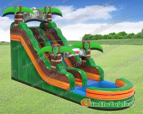 Inflatable tiki island water slide