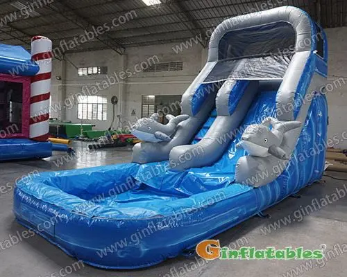 Inflatable dolphin water slide
