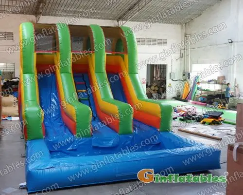 Yard water slide dual lane