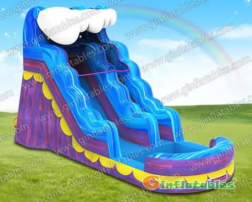 25ftL Blue big wave water slide inflatable