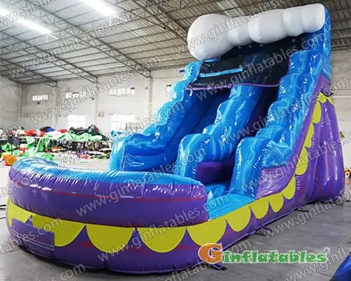 25ftL Blue big wave water slide inflatable