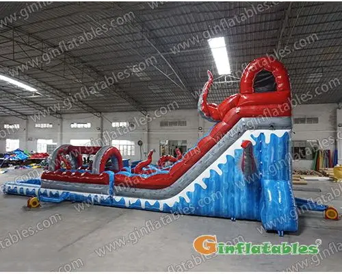 Inflatable octopus water slide n slip with pool