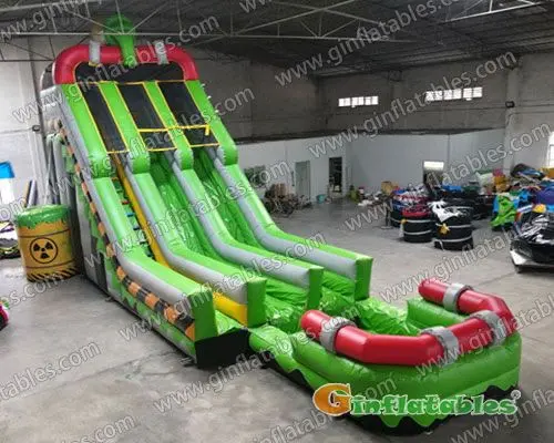 Inflatable Toxic nuclear dual water slide n slip with pool