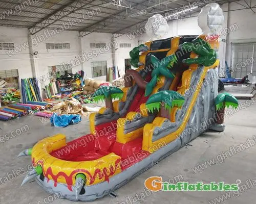 Inflatable volcano water slide