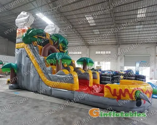 Inflatable volcano water slide