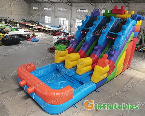 16ftH Building blocks water slide dual lane