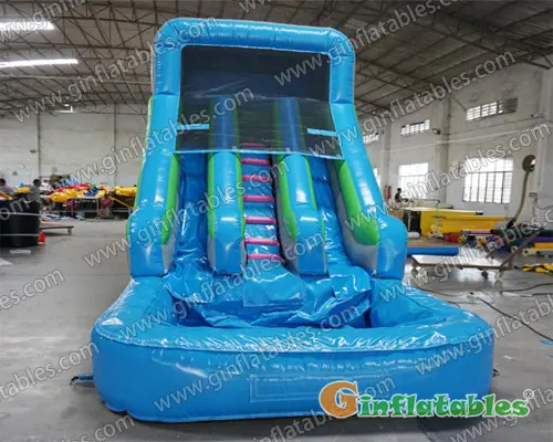 20ftL Aqua blue backyard water slide dual lane
