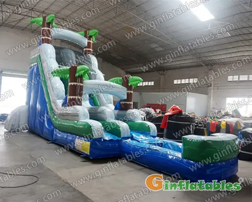 Jungle trees water slide with pool