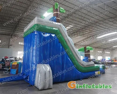 Jungle trees water slide with pool