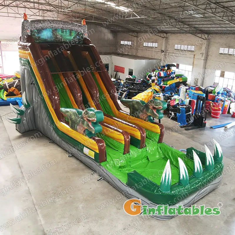 Dinosaur water slide dual lane